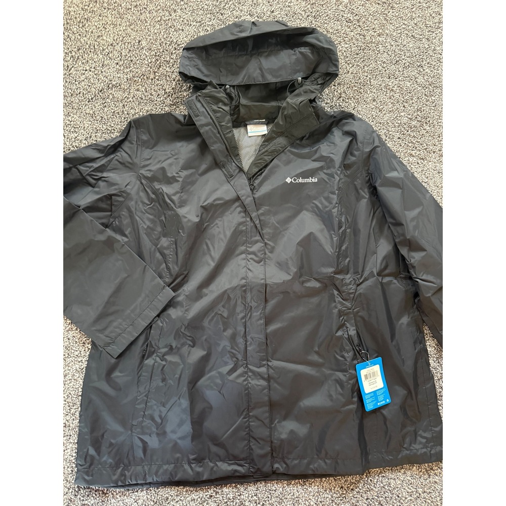Columbia Arcadia II Rain Jacket Womens 2X Black Omni-Tech Waterproof RW2436-010